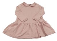 Světlerůžové teplákové šaty s madeirovým límečkem F&F