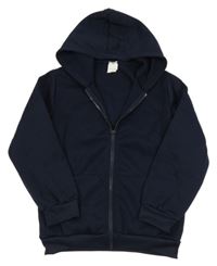 Tmavomodrá propínací mikina s kapucí