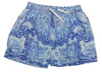 Modro-bílé vzorované plážové kraťasy 