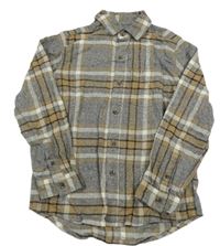 Šedo-béžovo-bílá kostkovaná flanelová košile Next