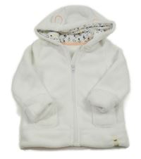 Bílá chlupatá bunda s kapucí 