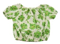 Smetanová crop květovaná halenka 