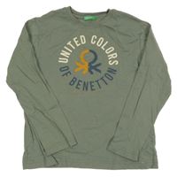 Khaki triko s nápisem Benetton