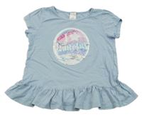 Světlemodré peplum tričko s překlápěcími flitry C&A
