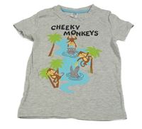 Šedé melírované tričko s opičkami Kiki&Koko