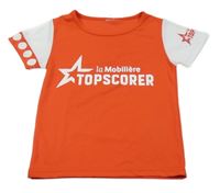 Červeno-bílé tričko s nápisem 