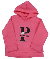 Růžová mikina s potiskem a kapucí 