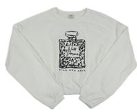 Bílá crop oversize mikina s parfémem River Island