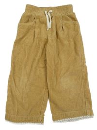 Béžové manšestrové culottes kalhoty s madeirou Zara