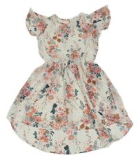 Smetanové šifonové květované šaty H&M