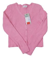 Nové - Světlerůžový žebrovaný propínací crop svetr Primark