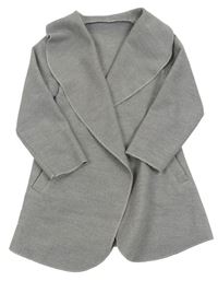 Šedý melírovaný flaušový cardigan 