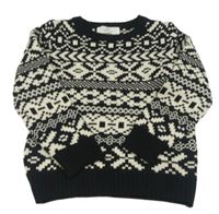 Černo-bílý vzorovaný pletený svetr H&M