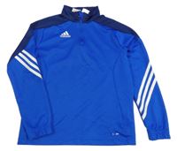 Safírovo-tmavomodro-bílá funkční sportovní mikina Adidas