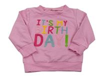 Růžová mikina s barevnými nápisy