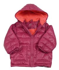 Malinová prošívaná šusťáková zimní bunda s kapucí impidimpi