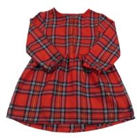 Červeno-tmavomodro-bílo-zlaté kostkované šaty PRIMARK