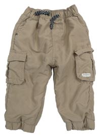 Béžovošedé cargo cuff šusťákové podšité kalhoty Topomini