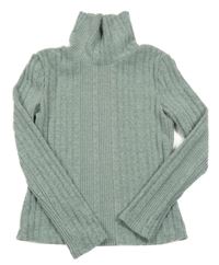 Světlešedoolivovo-šedý melírovaný žebrovaný úpletový rolák SHEIN