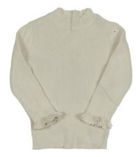 Smetanový žebrovaný úpletový rolák s volánky Nutmeg