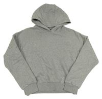 Šedá melírovaná teplá oversize crop mikina s kapucí F&F