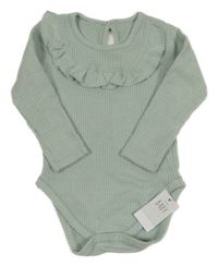 Nové - olivové žebrované body s volánkem George