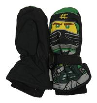 Černo-šedo-zelené šusťákové zimní palcové rukavice s NINJAGO H&M