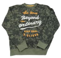 Khaki-černá army mikina s nápisy S. Oliver