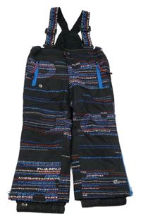 Černé šusťákové zimní oteplovačky s logy a kšandami O'style