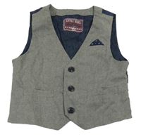 Šedo-tmavomodrá vzorovaná společenská vesta Rebel