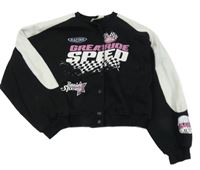 Černo-bílá baseballová crop mikina s nápisy a praporky H&M