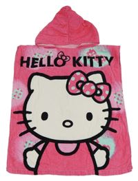 Růžová froté pončo osuška s Kitty a kapucí Sanrio