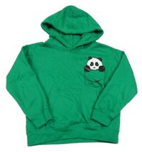 Tmavozelená mikina s pandou a kapsou a kapucí AWDis