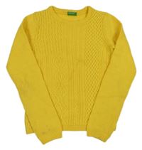 Žlutý vzorovaný vlněný svetr Benetton