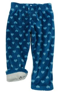 Petrrolejové plyšové zateplené legíny se srdíčky Topomini