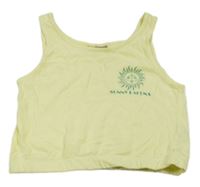 Žlutý crop top se sluníčkem a nápisem DESTINATION