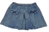 Modrá šisovaná riflová sukně s mašlemi 