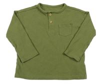 Khaki žebrované triko s kapsou Tu