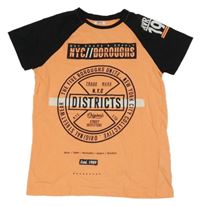 Neonově oranžovo-černé tričko s nápisy BOYS