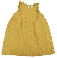 Okrové puntíkaté šaty s volánky H&M