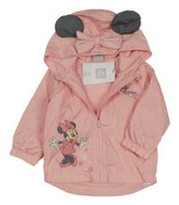 Nové - světlerůžová šusťáková podzimní bunda s Minnie a kapucí Disney