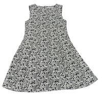 Šedo-černé květované šifonové šaty C&A