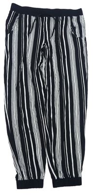 Bílo-černé pruhované lehké capri kalhoty Page One Young 
