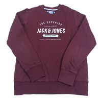 Vínová mikina s nápisem Jack & Jones