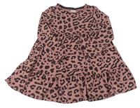 Starorůžové úpletové šaty s leopardím vzorem F&F