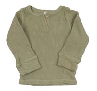 Pískové žebrované triko s knoflíky H&M