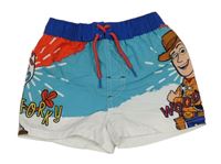 Tyrkysovo-červeno-bílé plážové kraťasy s Woodym - Toy Story zn. Disney