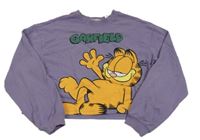 Fialová crop mikina s Garfieldem H&M