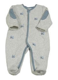 Světlešedý melírovaný prošívaný overal s vlaky