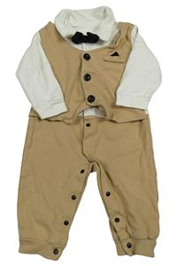 Hnědo-smetanový teplákový overal se sakem a motýlkem